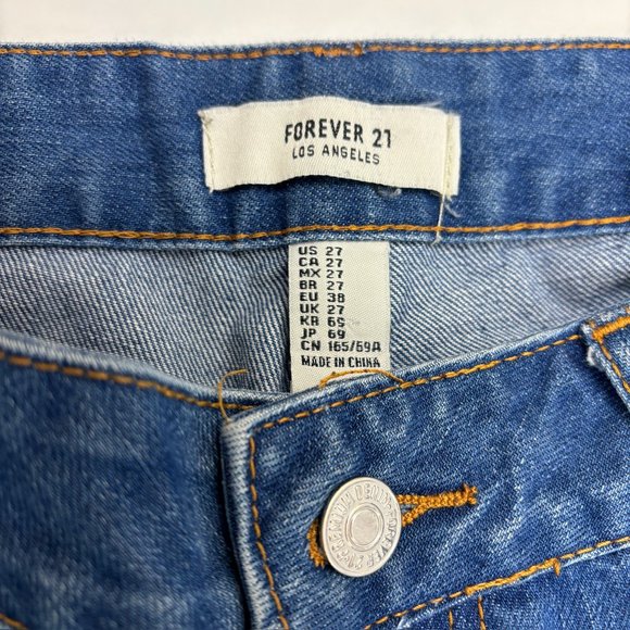 Forever21 Distressed Boyfriend Women's size 27 Dark Wash Blue Denim Jeans - Picture 2 of 4